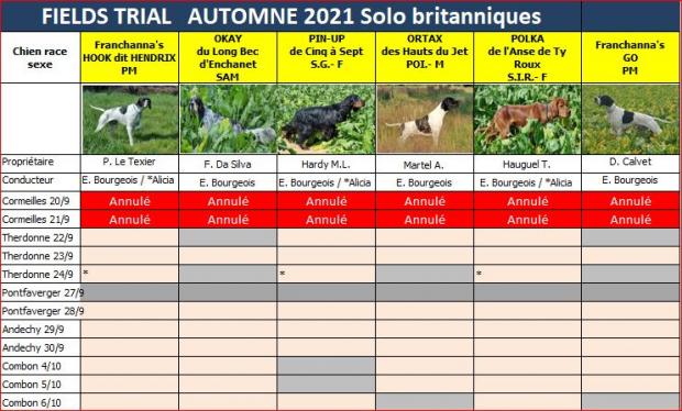 Tableau des britanniques, solo GT