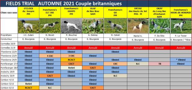 Tableau des britanniques en couple