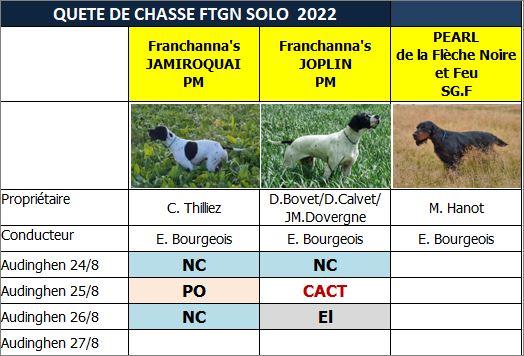 Les résultats des chiens en solo