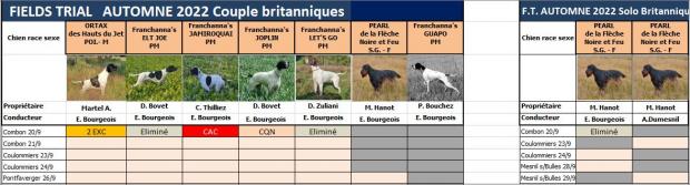 Tableau des britanniques couples et solo